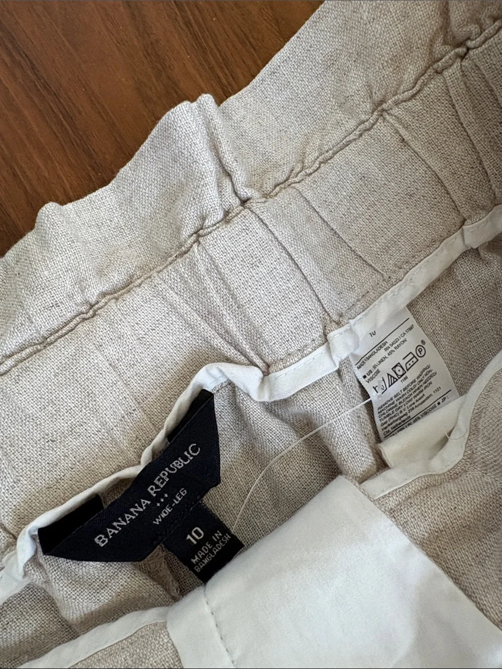 BANANA REPUBLIC Linen Blend Paperbag Wide Leg Pant High Rise Belt Size 10 - Picture 6 of 7